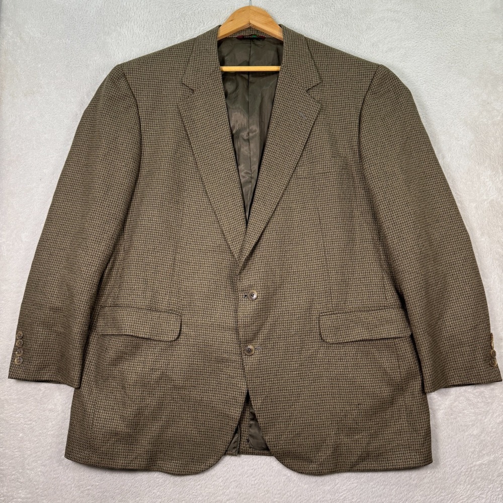 Vintage Corbin Legends Blazer Jacket Mens 48L Brown Tweed Houndstooth Casual EUC